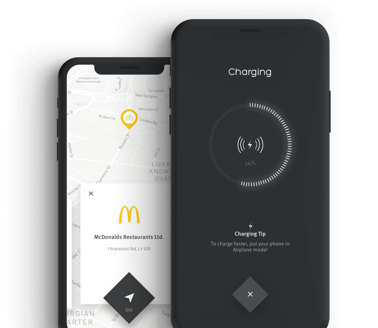 Aircharge App wireless charging app, flutter app development Native App liverpool app developer development agency podcast app