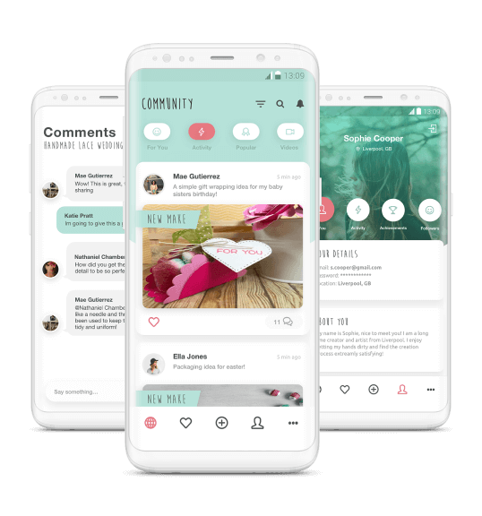 The Sizzix Native iOS & Android App user profile page