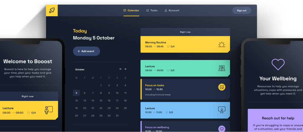 Sizzix app case study image showing comments, community feed and profile page